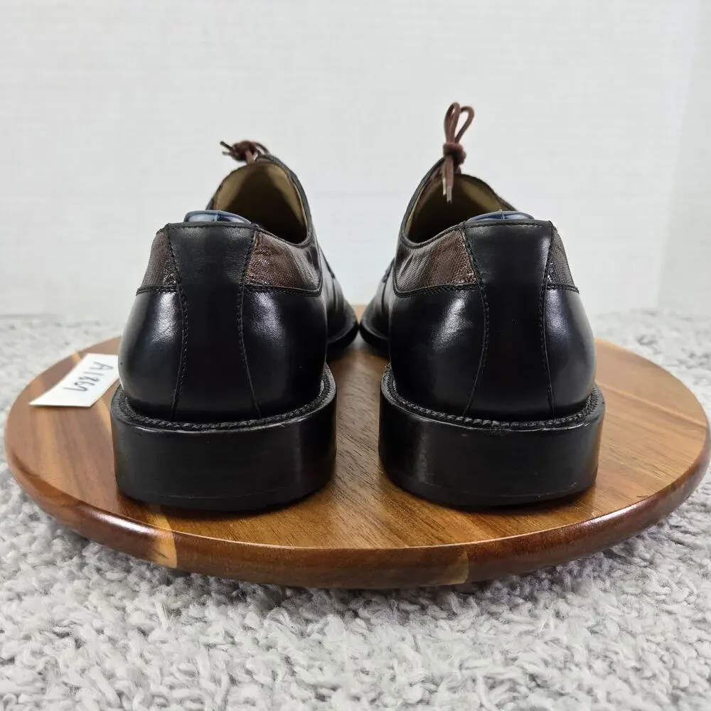 Julio Blanco Mens 10.5M Genuine Lizard Moc Square Toe Two Tone Oxford Dress Shoe